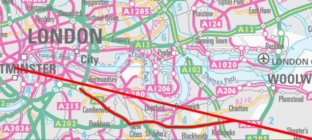 Map of Watling Street in south London