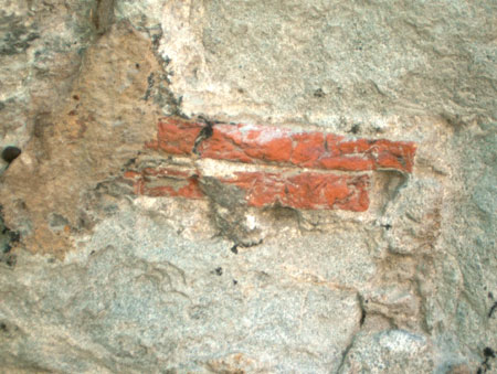 possible Roman tiles in St Nicolas Church tower Deptford